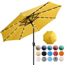 Sun-Ray9 Round Patio Umbrella with Solar Powered LED Lights, Tilt and Crank Lift picture