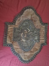 Victorian Old Plush Velvet And Sewn Metal Thread Trivet picture