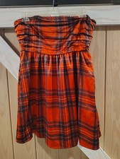 NWT Altar'd State Plaid Strapless Mini Dress Red Satin Women's Size Small  picture