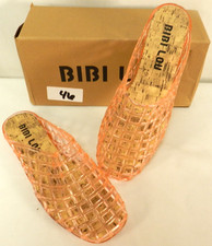 BiBi Lou Anthropologie Netted Jelly Mules Pink Flats Sandals NEW NIB Sz 39 US 9 picture