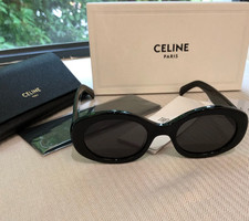 Celine CL40194U Triomphe Oval Women Sunglasses Black Frame & Dark Grey Lens picture