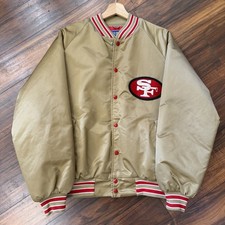 Vintage San Francisco 49ers Stahl-Urban Gold NFL Satin Bomber Jacket Mens XL USA picture