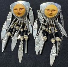 Tabra Vintage Artisan Moon Face Earrings picture