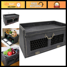 Rustic Farmhouse Countertop Storage Organizer - Vintage Wood Kitchen Cabinet wit picture