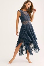 R. Vivimos French Courtship Lace Slip Dress Asymmetric Sz M Fairygrunge Romantic picture