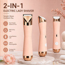2-in-1 Electric Bikini Trimmer for Women USB-C Rechargeable Wet Dry Shaver Pink picture