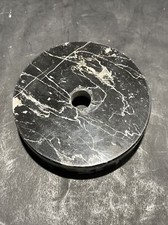 Vintage 3 1/2 Round Black Marble Lamp Base for Restoration - Made in Italy : NOS picture