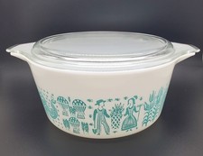 Vintage 1960s Pyrex amish butterprint turquoise 1 1/2 qt covered dish with lid picture