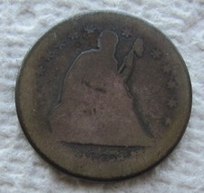 1862-S Seated Liberty Quarter Rare Key Date San Francisco Well Worn Hole Filler picture