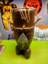 Hand Carved Kpanlogo Drum 24” African Folk Art Peg Drum Ghanaian Style Symbols picture