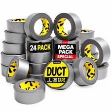24 Pack Duct Tape Heavy Duty Waterproof - 2 in X 90 Ft - All-Weather, Silver, Ea picture
