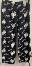 Y2K David & Goliath “Pug Life” Black/White Lounge Wide Leg 100% Cotton Medium picture