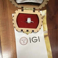IGI Certified Diamond Emerald Shape 10k White Gold Engagement Ring 6. 4 carats picture