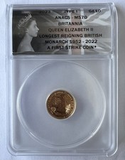 2023 1/10 Oz Gold Britannia QEII Obverse - ANACS MS70 First Strike picture