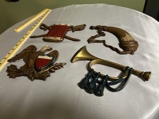 Vtg Sexton USA Cast Metal Wall Plaques Set of 4 Americana Drum Eagle Bugle 576 picture