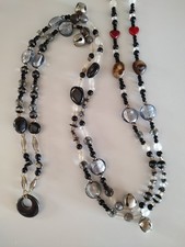 Horse Rhythm Beads USA - Black & White w/ Black Obsidian - picture