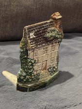 Antique 1920s Cast Iron Cottage Doorstop Original Paint Hand Painted Farmhouse picture