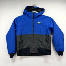 L.L. Bean Warm-Up Insulated Jacket Kids S8 Blue Black Outerwear Hooded Full Zip picture