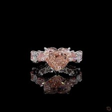 5ct Fancy Vivid Pink Heart Lab Created Diamond Ring 14K White Gold picture