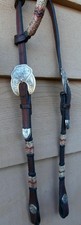 Dale Chavez Silver Bronze Rawhide Knots Slide Ear Horse Show Headstall picture