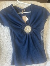 SUSAN  LAWRENCE  PEASANT BLOUSE VTG. W/ REAL SEASHELL EMBROIDERY NEW W/ TAG PIC picture