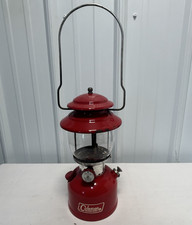 Vintage Coleman Model 200A Red Camping Lantern With Pyrex Globe 6 - 71 picture