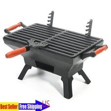 Small Cast Iron Charcoal Grill Stove W/ Gridiron Heavy Duty Tabletop BBQ Yard picture