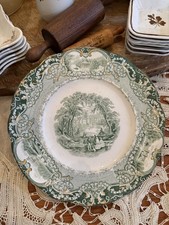 Antique J&G Meakin Virginia Green Transferware 8” Salad Plate England c1900 picture