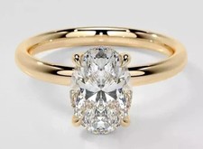 IGI Certified 2.15 Carat Oval Cut Lab Grown Diamond Ring 14K Yellow Gold F VVS2 picture