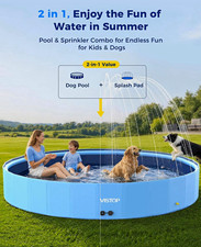 VISTOP 97” Foldable Dog Pool with Sprinkler 2XL Collapsible Pet Kiddie Pool picture