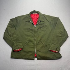 Key Imperial Work Jacket Mens XL Green Quilted Lined Zip Front Vintage Talon Zip picture
