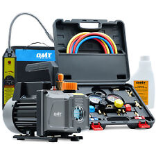 OMT 4CFM 1/3HP Vacuum Pump HVAC Refrigeration Auto AC w/ Manifold Gauge Set &Bag picture