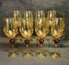 Set Of 8 Discontinued Pier 1 Amber Luster Red Jewel Water Goblets 10.5”H picture