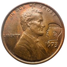 Rare 1973 Lincoln Cent JFK Counterstamp Exonumia Paper Residue 🪙✨ picture