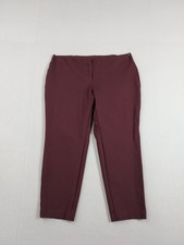 Alfani Women Dress Pant 16W Burgundy Pull On Ankle Mid Rise Stretch Logo Formal picture