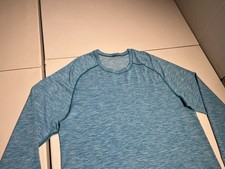 Lululemon Shirt Men's Large Blue Heathered LS Metal Vent Tech Lightweight Gym picture