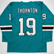 Facsimile Autographed Joe Thornton San Jose Teal Jersey Size Men's XL picture