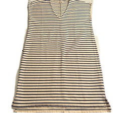Madewell Vacances SHIRT DRESS BLUE cream Striped Deep V-neck Tunic Sleeveless XS picture