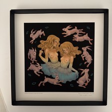 Audrey Kawasaki Under The Full Moon 130/333 Signed Print Silk Scarf Set COA picture
