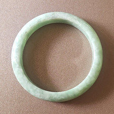 Green Jadeite Jade Bangle Bracelet Pair Handcrafted picture