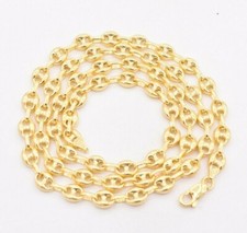 7mm Puffed Anchor Mariner Chain Necklace 14K Yellow Gold-Plated Silver 925 picture