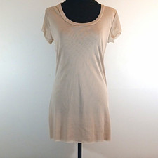 NWT Vintage 2006 Bisou Bisou Sheer Mesh Top L Sesame Beige Scoop Neck Y2K picture