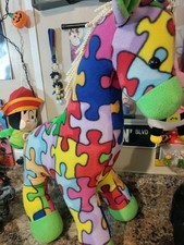 Very Rare Autism Awareness Puzzle 🧩 Giraffe Plush. Over 2 Feet Tall EJ'S ZOO  picture