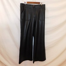 New Anthropologie Maeve Sz 14 Junie Pants Wide-Leg Flare Faux Leather High Rise picture