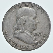 1951 (P) Franklin Half Dollar Circulated 90% Silver (1pc) picture
