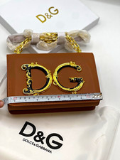 Dolce&Gabbana Brown DG Logo Shoulder Bag Gold Chain Strap w/ Dust Bag Box picture