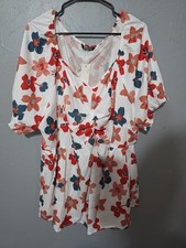 Womens Bloomchic Floral Blouse Short Sleeve Size 26 NWT Plus Size picture