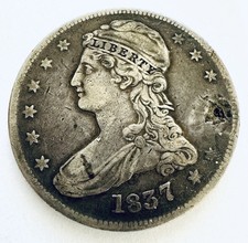 1837 Capped Bust Silver Half Dollar CirculatedCoin Reeded Edge picture