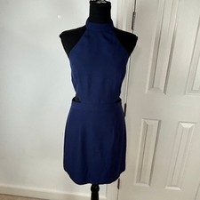 NBD x The Naven Twins Navy Blue Halter Cut-Out Mini Dress Size M picture