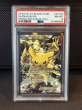 2016 P.M. XY Black Star PIKACHU EX XY124 XY Holo Promo Red & Blue PSA 8 picture